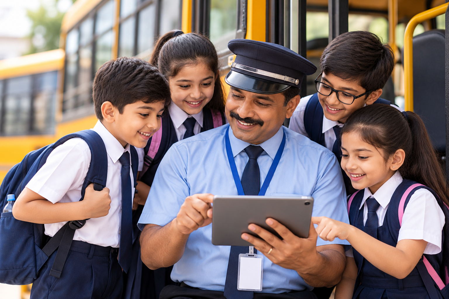 School bus driver using the Padhalo driver app